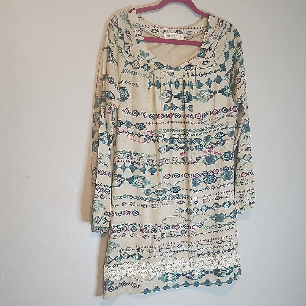 Bohemian Patterned Cream Dress